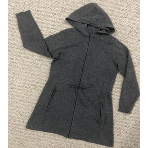 Akini Lambswool Cashmere Hoodie Drawstring Adjustable Waist Long Sweater - Large